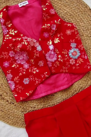 Off White Colorful Printed Crop-Top & Sharara Set