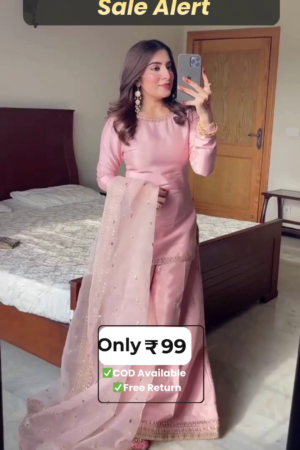 Elegant Peach Pink Embroidered Sharara Suit Set