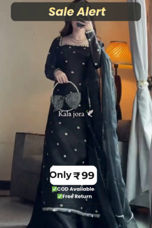 Elegant Black Embellished Sharara Suit with Dupatta