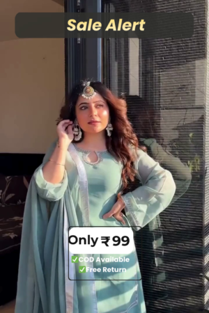 Pastel Blue Festive Georgette Suit with Shimmer Border Dupatta