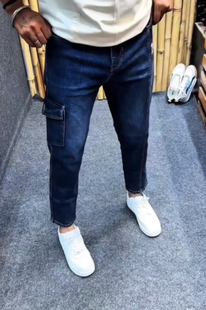 Men Mid-Wash Straight Cargo Jeans