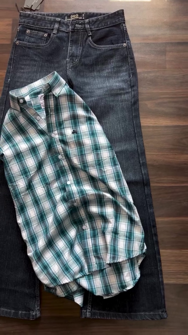 Men Green Check Full Sleeves Casual Shirt