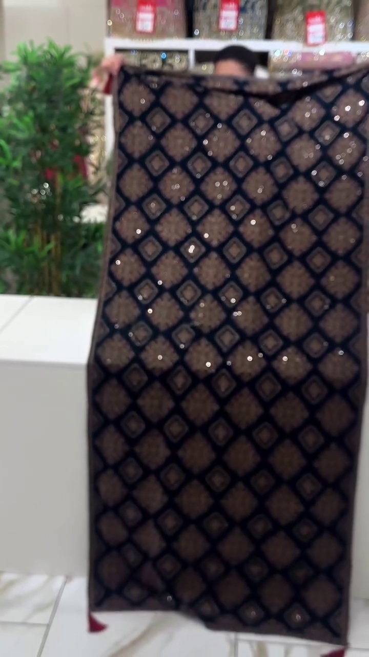 Luxury Velvet Sequins Designer Shawl