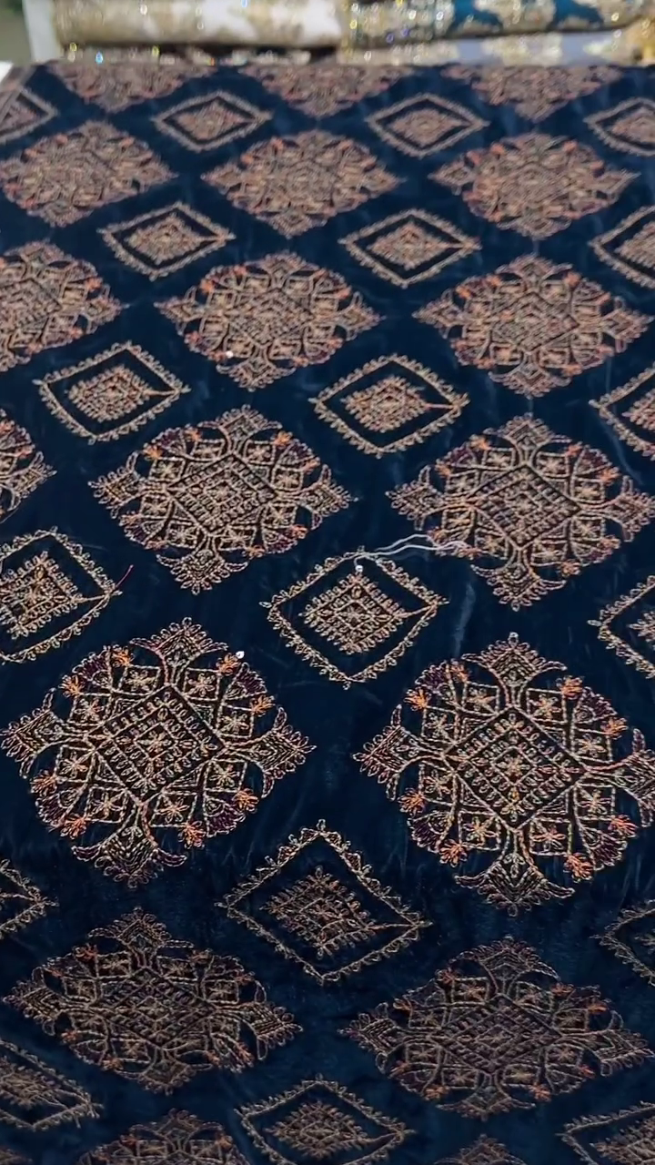 Luxury Velvet Sequins Designer Shawl - Image 2