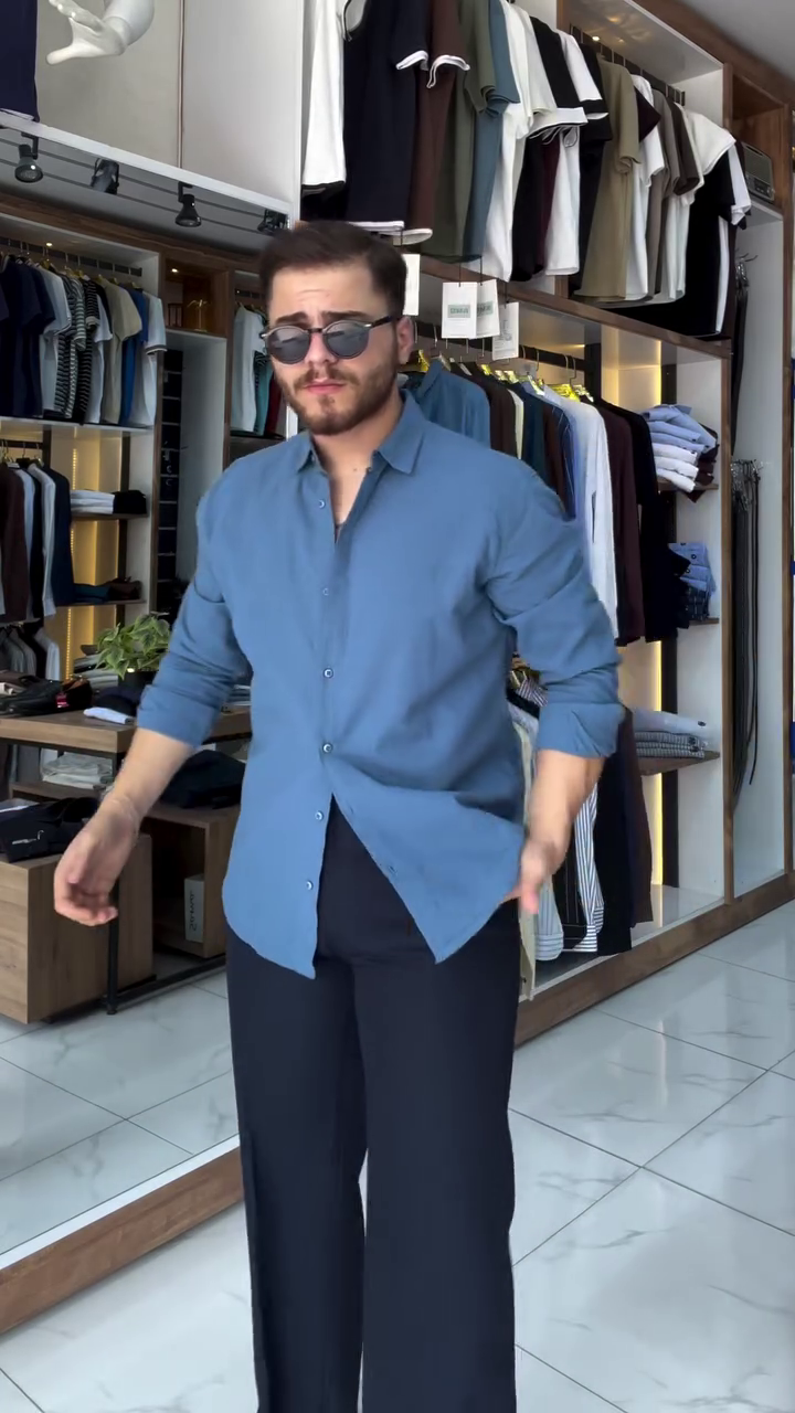 Cutaway Collar Cotton Linen Relaxed Fit Shirt - Image 7