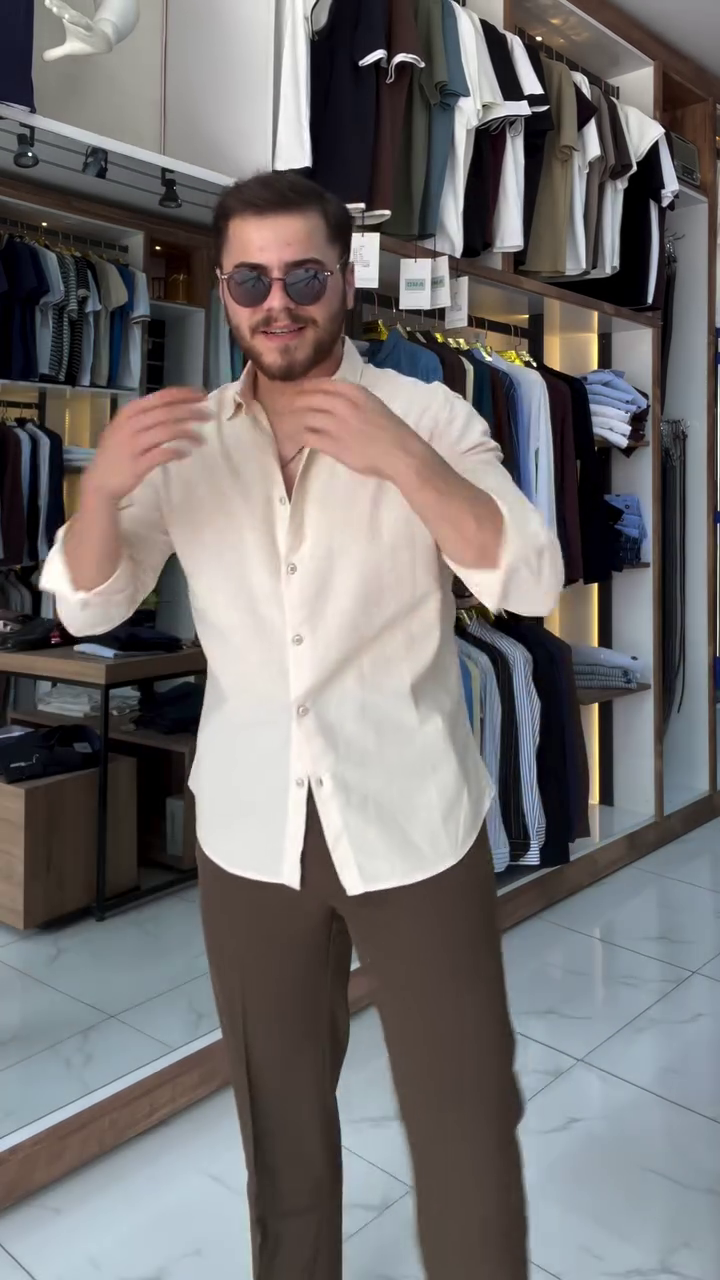 Cutaway Collar Cotton Linen Relaxed Fit Shirt - Image 6