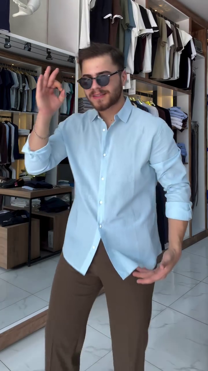 Cutaway Collar Cotton Linen Relaxed Fit Shirt - Image 3