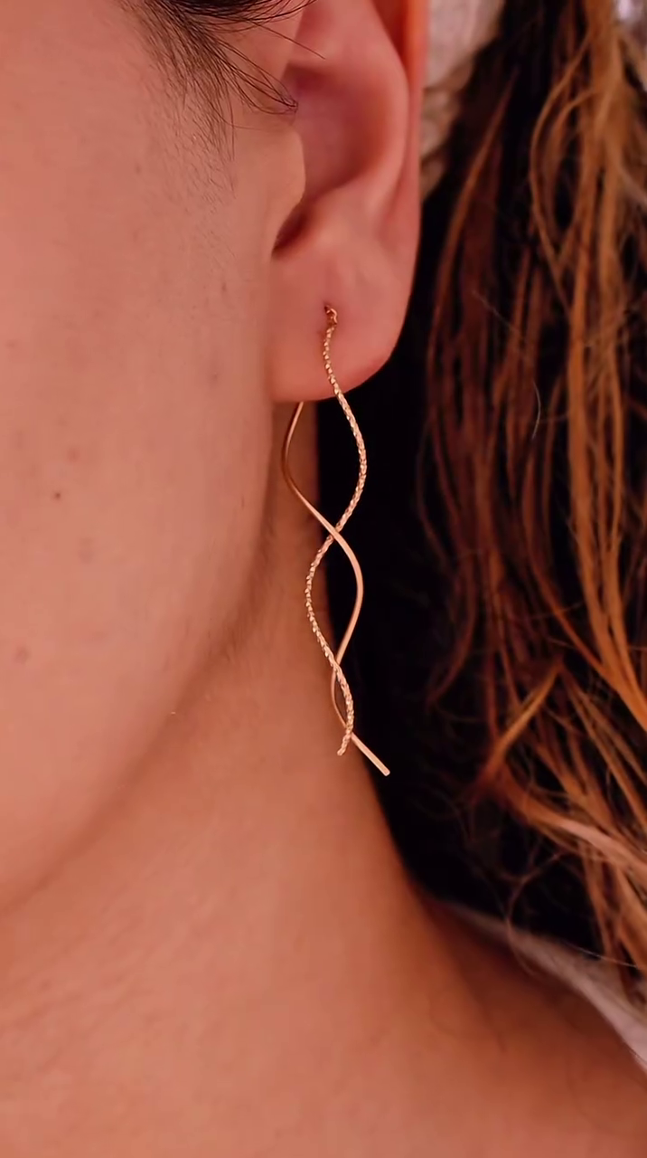 Gold-Plated Contemporary Shaped Korean Drop Earrings - Image 4