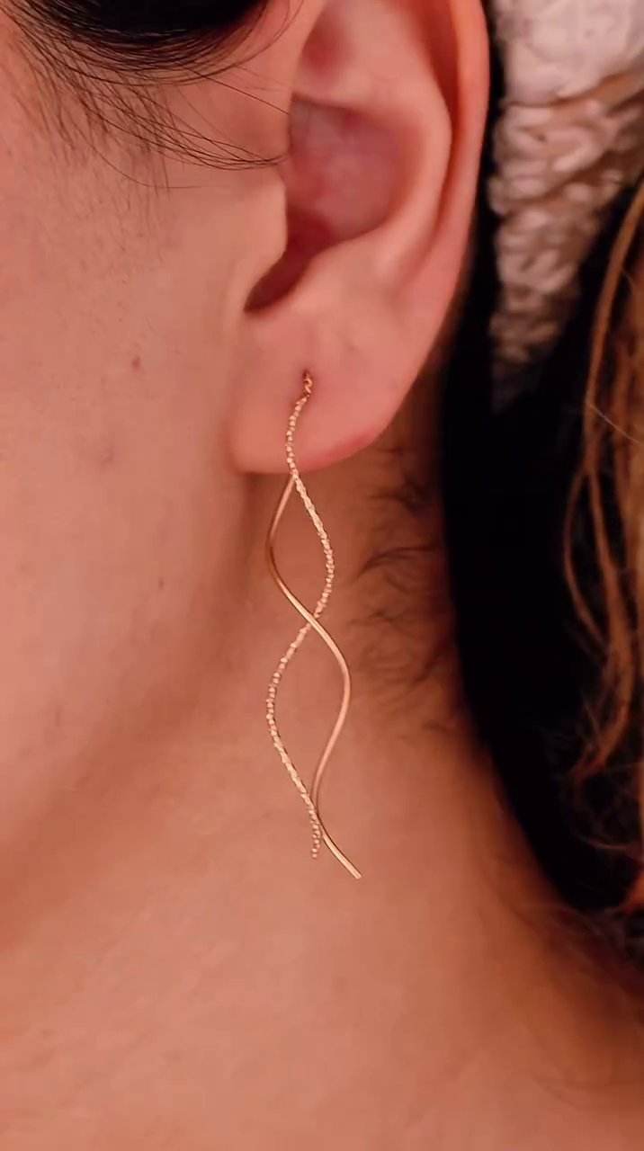 Gold-Plated Contemporary Shaped Korean Drop Earrings - Image 3