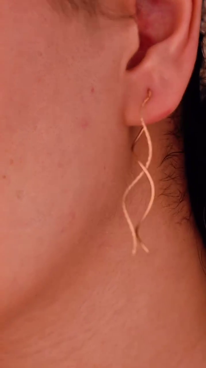 Gold-Plated Contemporary Shaped Korean Drop Earrings