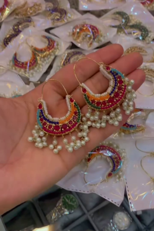 Gold-Plated kundan Hoop Earrings