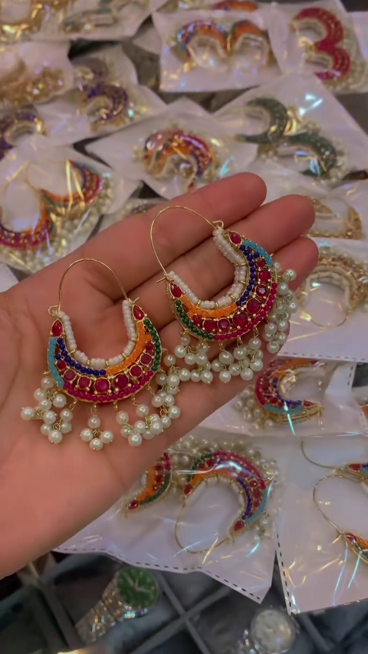 Gold-Plated kundan Hoop Earrings - Image 9