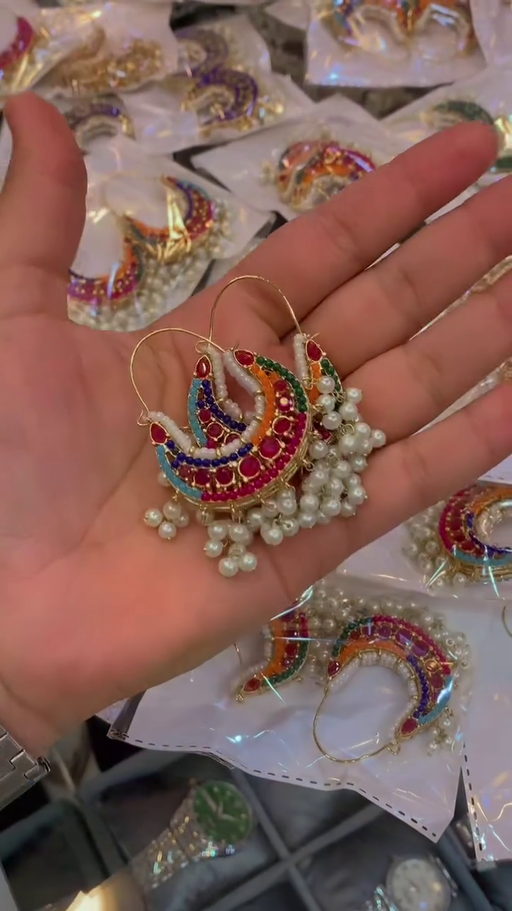 Gold-Plated kundan Hoop Earrings - Image 8