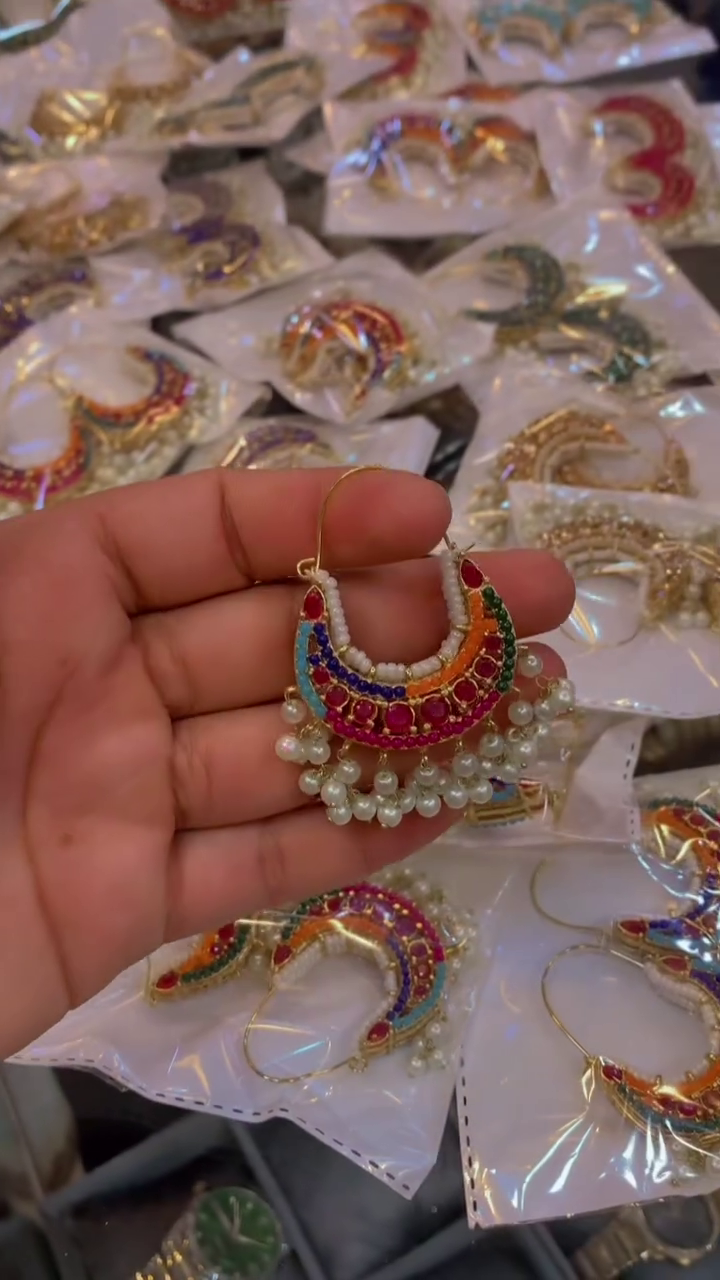 Gold-Plated kundan Hoop Earrings - Image 7