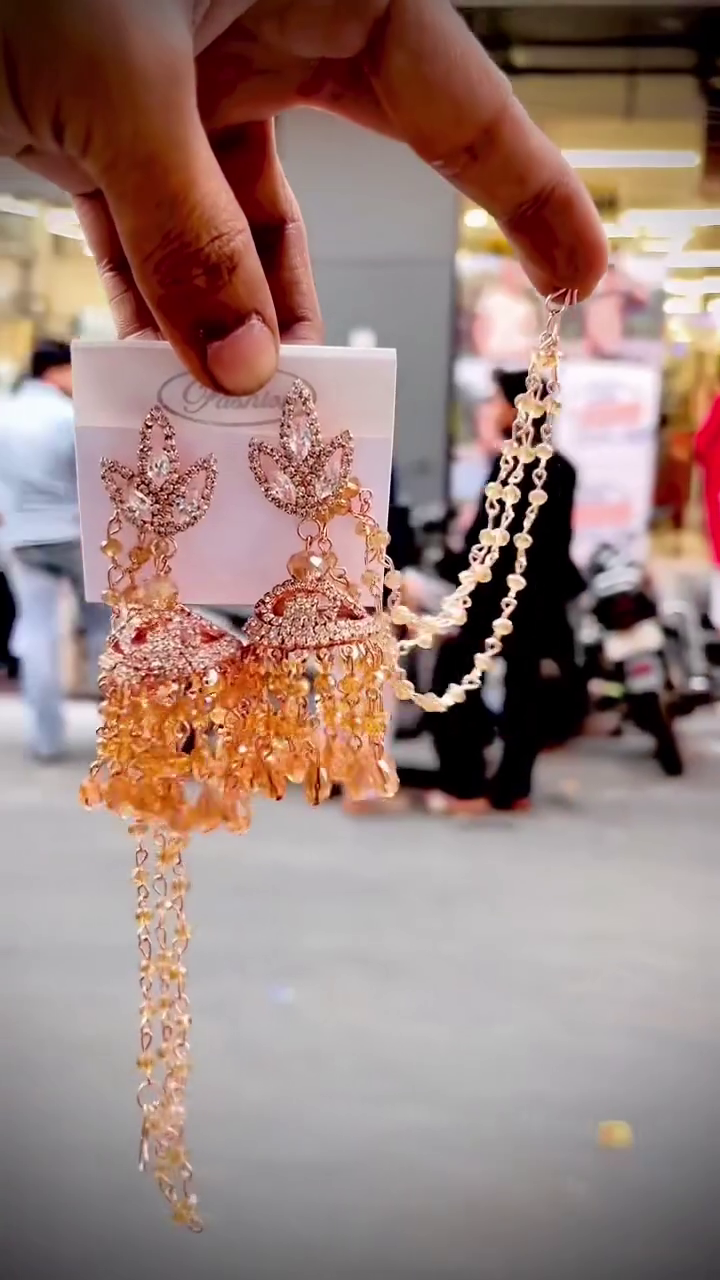 Gold Plated Jhumka Earrings with Pearl Sahare for Women | Traditional Kundan Pearl Drop Jhumki with Ear Chain | Bridal Wedding Party Ethnic Jewelry for Girls & Women