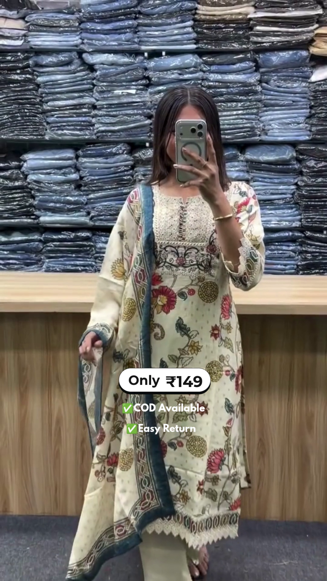 Women's Long Kurti with Palazzo & Dupatta Set - Image 4