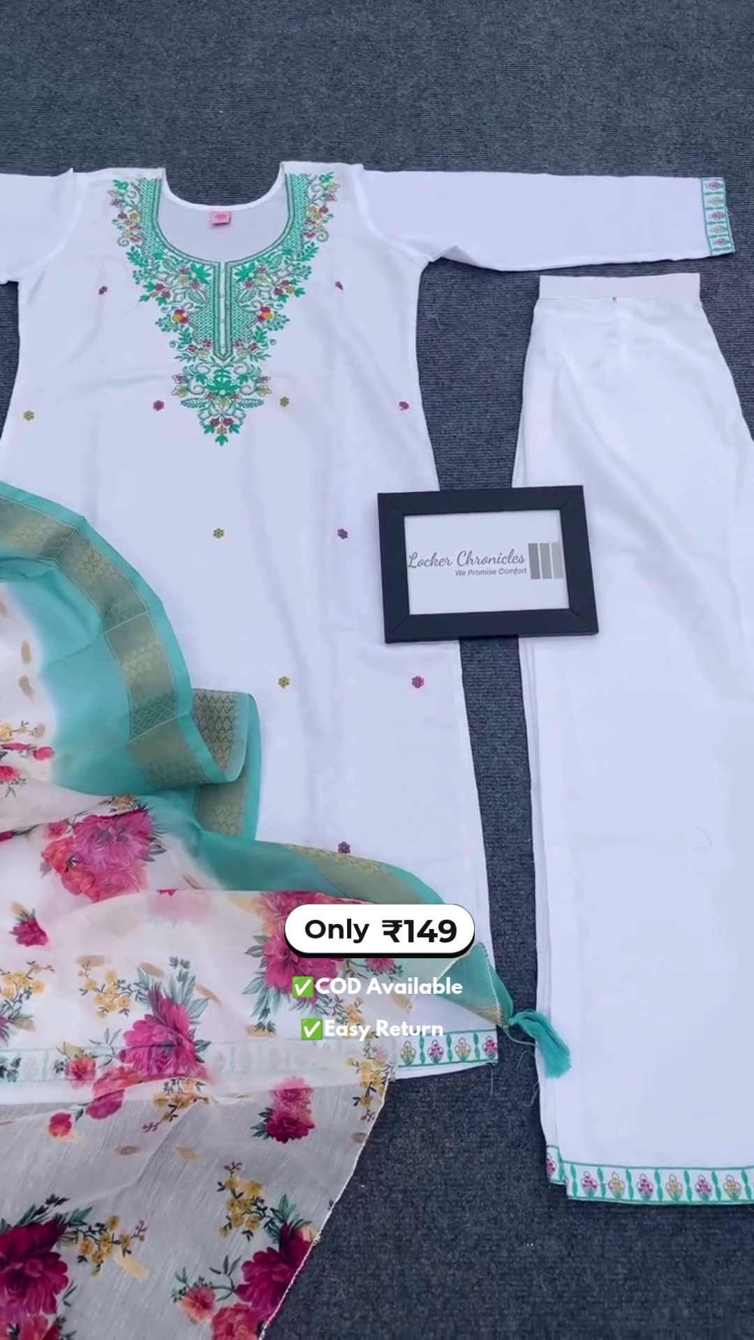 Elegant Women’s White Kurta Set with Designer Work - Image 3